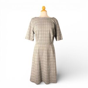 Croft & Barrow Beige Plaid Midi Dress